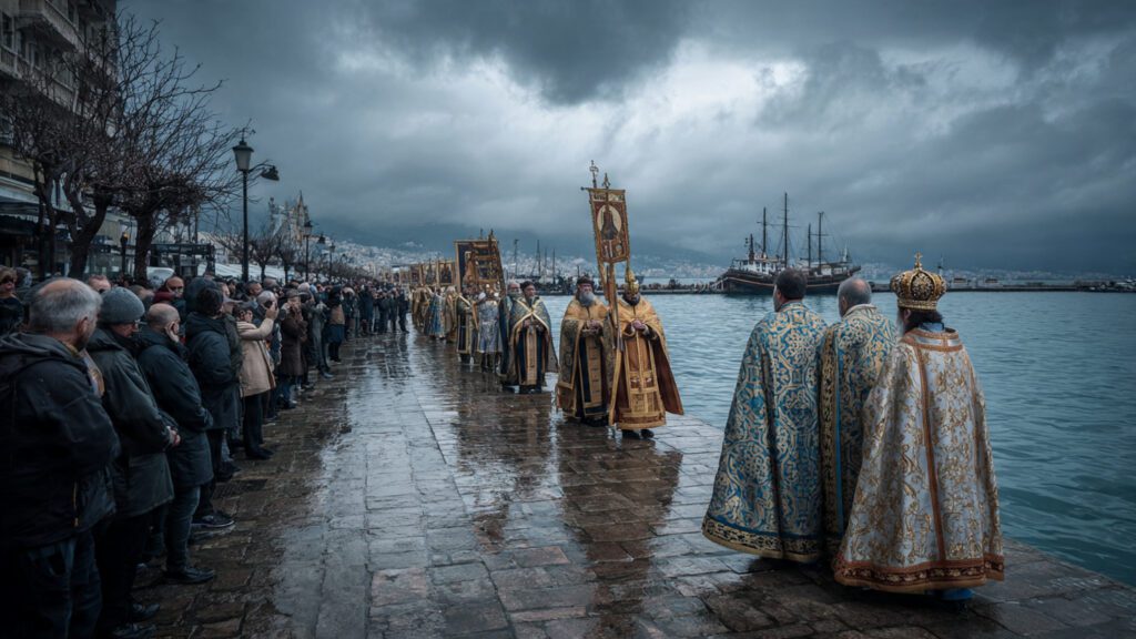 Witnessing the Sanctification of the Icy Blue Sea During the Greek Epiphany 12